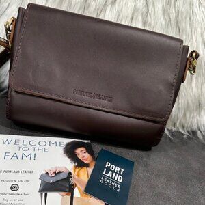 NEW Portland Leather Metro Crossbody Medium Grizzly Adjustable Strap